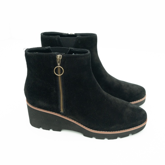 Vionic - Hazel Black Suede Wedge Boot - Picture 1 of 13